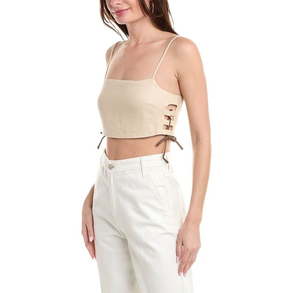 Hevron Womens  Luisa Linen Crop Top, Brown